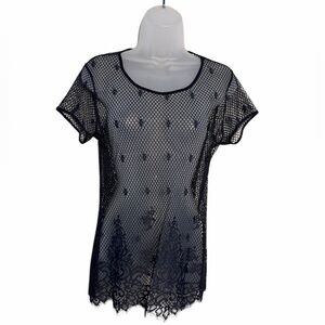 Black Lace Mesh Top